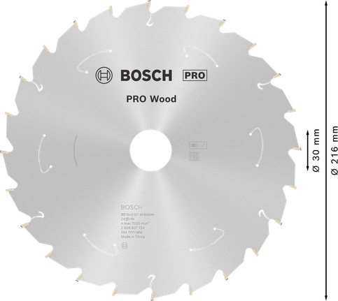 Bosch PRO Wood 216 mm-es T24 akkus körfűrészlap.