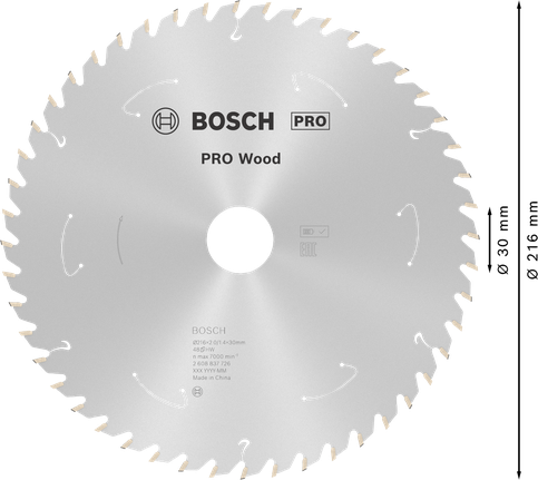 Bosch PRO Wood 216 mm-es akkus körfűrészlap.