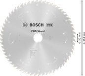 Bosch PRO Wood körfűrészlap 254 mm T60 a tiszta vágásokhoz.