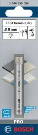 Bosch PRO Ceramic száraz fúrókorona 8×66 mm.