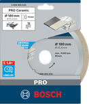 Bosch PRO kerámia gyémánttárcsa 180×25,4 mm.