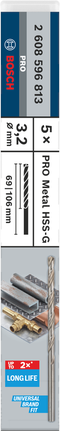 Bosch PRO Metal HSS-G 3,2 mm-es csigafúró, hosszú.
