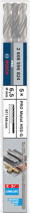 Bosch PRO Metal HSS-G hosszú csigafúró 6,5 mm-es kiszerelés.