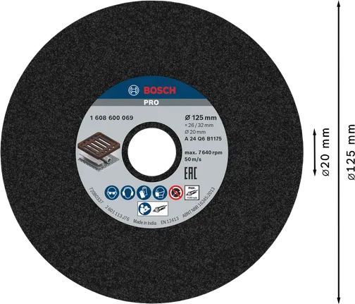 Bosch PRO fém csiszolókorong 125 x 26 x 20 mm.