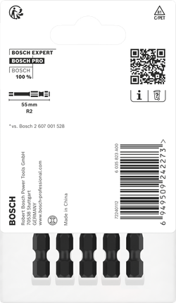 Bosch PRO Robertson ütvefúró bitek R2 55 mm 5 db.