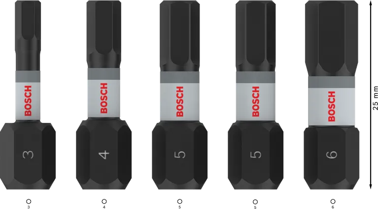 Bosch PRO H ütvefúró bitkészlet H3-H6 25 mm, 5 darabos.