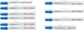 Bosch PRO Metal és Alu szúrófűrészlap készlet, 92 mm, 10 darabos.
