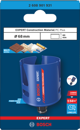 Bosch 68 mm-es építőanyag-lyukfűrész.