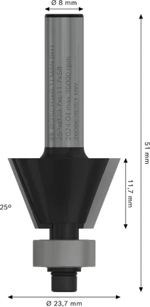 Bosch PRO marófej, letört 25°, 8 mm-es szárral.