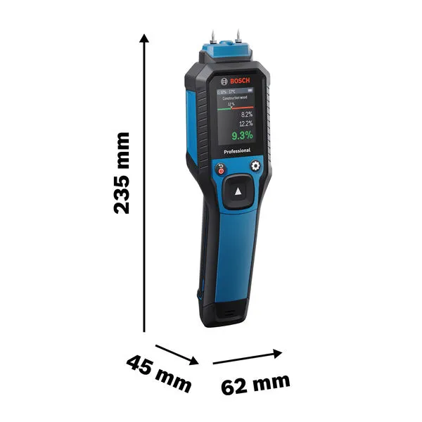 Bosch GMP 2-15 anyagnedvesség-mérő méretekkel.