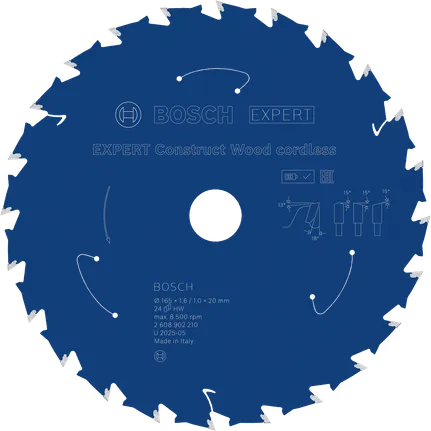 Bosch EXPERT Construct Wood akkus körfűrészlap, 165 mm.