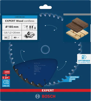 Bosch EXPERT Wood akkus 185×1,8/1,2×20 mm T32 fűrészlap.