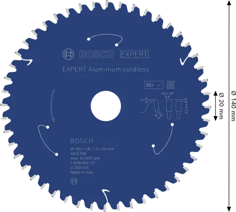 Bosch EXPERT alumínium akkus körfűrészlap, 48 foggal.