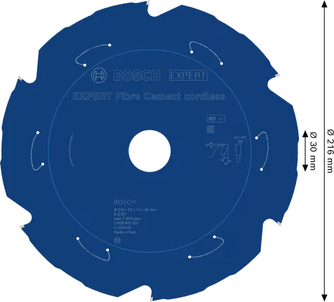 Bosch EXPERT szálascement akkus körfűrészlap, 216 mm.