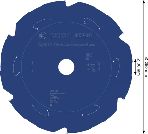 Bosch EXPERT szálascement akkus körfűrészlap, 250 mm átmérővel.