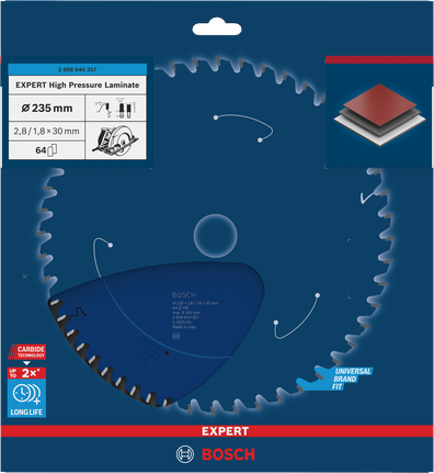 Bosch EXPERT nagynyomású laminált körfűrészlap 235 mm T64.