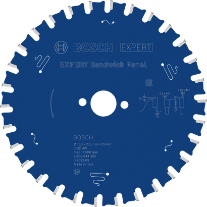 Bosch EXPERT szendvicspanel körfűrészlap, 160 mm.