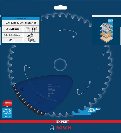 Bosch EXPERT többcélú körfűrészlap 250 mm T80.