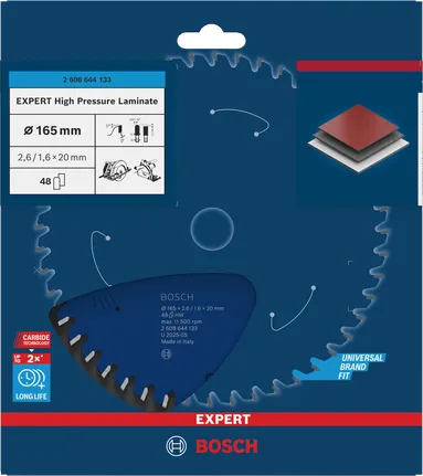 Bosch EXPERT nagynyomású laminált körfűrészlap 165 x 2,6/1,6 x 20 mm T48.