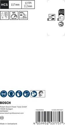 Bosch EXPERT Wood 2 oldalas tisztító T 308 B szúrófűrészlap 117 mm.