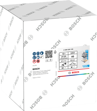 Bosch X451 legyezőlapos csiszolótárcsa 125 mm G40 doboz, 15 darabos.