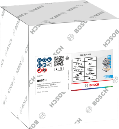 Bosch X451 legyezőlapos csiszolótárcsa 115 mm G40 15 darabos kiszerelés fémhez.