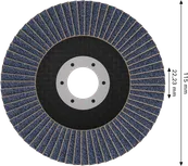 Bosch X451 lamellás csiszolótárcsa, 115 mm, 60-as szemcseméretű, fémcsiszoláshoz.
