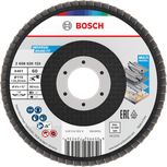 Bosch X451 legyezőlapos csiszolótárcsa, 115 mm, 60-as szemcseméretű, többféle anyaghoz.
