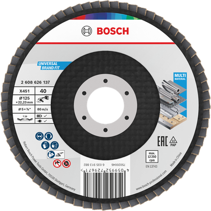 Bosch X451 legyezőlapos csiszolótárcsa 125 mm G40 több anyaghoz.