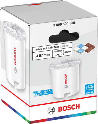 Bosch tégla- és puhacsempékhez való lyukfűrész 67 mm, 60 mm munkahossz.