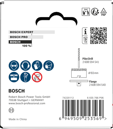 Bosch 83 mm-es lyukfűrész téglához és puha csempéhez.