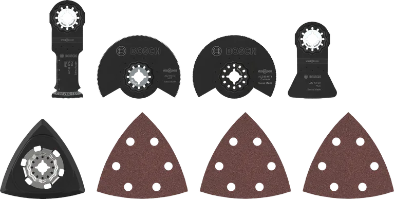 Bosch felújító pengekészlet 8 darabos multifunkciós szerszámokhoz, csiszoláshoz és vágáshoz.