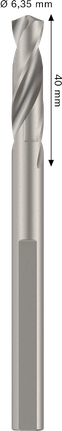 Bosch HSS-G központfúró 6,35 x 40 mm standard befogóhoz.