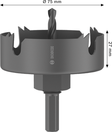 Bosch fa- és gipszkarton lyukfűrész, 75 mm átmérőjű.