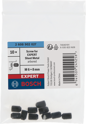 Bosch EXPERT lemezmegmunkáló csavarok M6 x 8 mm, 10 db-os csomag.