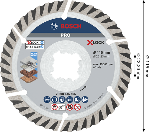 Bosch PRO Multi Material gyémánttárcsa 115 mm X-Lock.