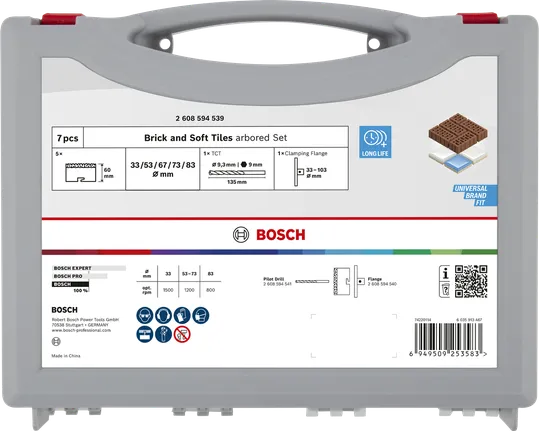 Bosch tégla- és puha csempéhez való furatos lyukfűrész készlet tokban.