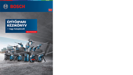Bosch Professional szerszámok kézikönyve, kék és szürke háttérben, különböző eszközökkel.