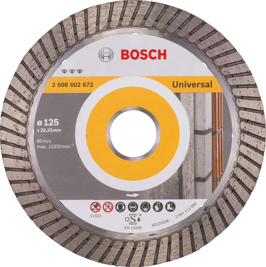 דיסק חיתוך יהלום של Bosch הטוב ביותר עבור טורבו אוניברסלי 125 מ"מ.