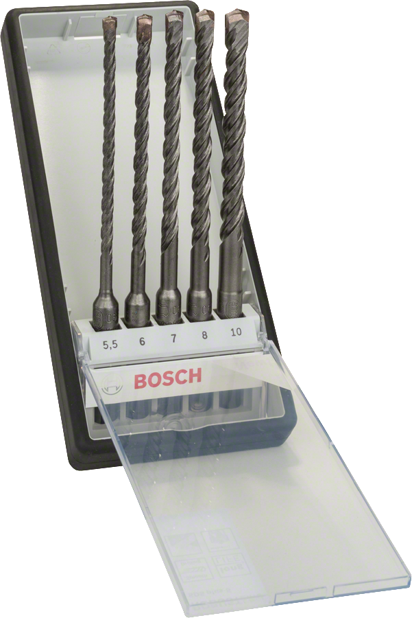 סט מקדחי פטיש SDS plus-5 של Bosch בן 5 חלקים במארז.