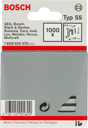 סיכות כתר צר של Bosch מסוג 55, 6 מ"מ x 12 מ"מ, 3/8 אינץ'.