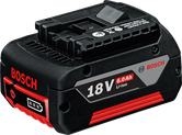 סוללת ליתיום-יון 18V של Bosch בהספק 6.0Ah.