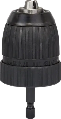 צ'אק ללא מפתח של Bosch 10 מ"מ עם קנה משושה של 1/4 אינץ'.