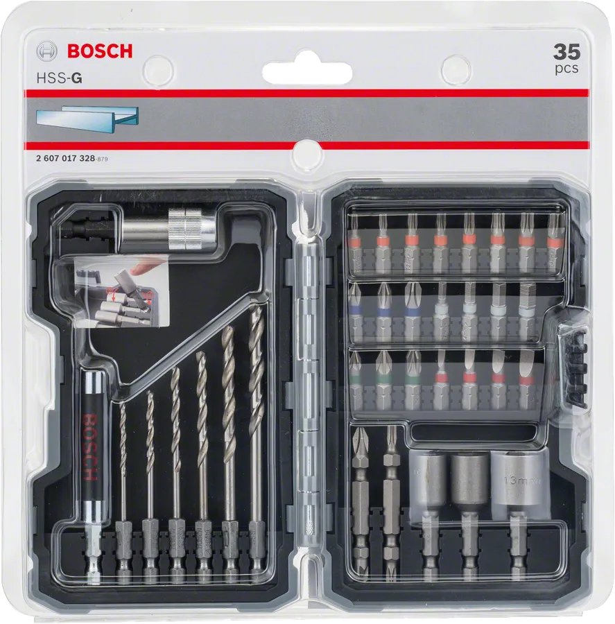 סט מקדחות וביטים של Bosch HSS-G בן 35 חלקים.