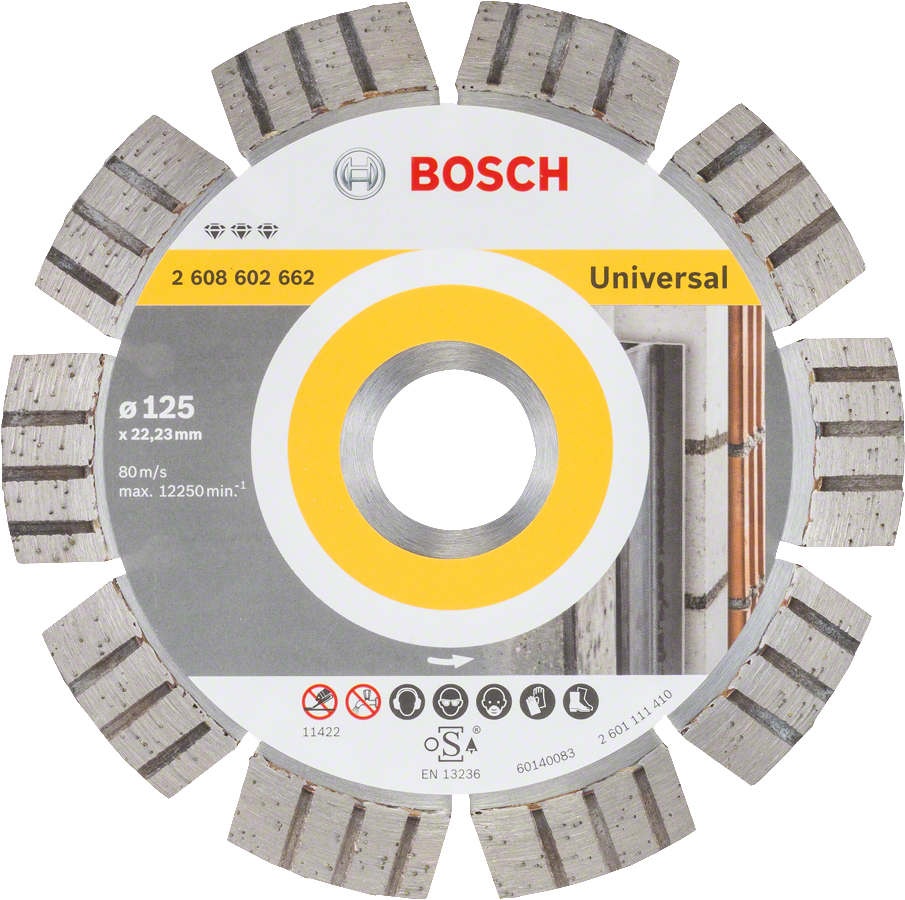 דיסק חיתוך יהלום Bosch Best for Universal and Metal בגודל 125 מ"מ.