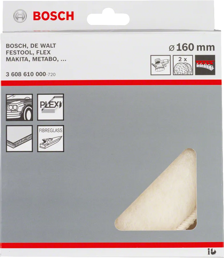 מכסה צמר כבש של Bosch 160 מ"מ לליטוש משטחים.