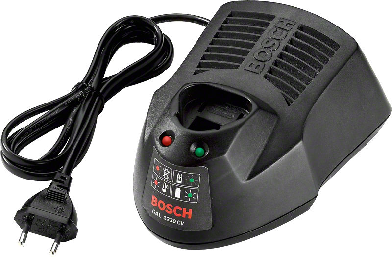 מטען סוללות Bosch GAL 1230 CV עם נוריות מצב.