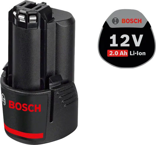סוללת ליתיום-יון 12V 2.0Ah של Bosch .