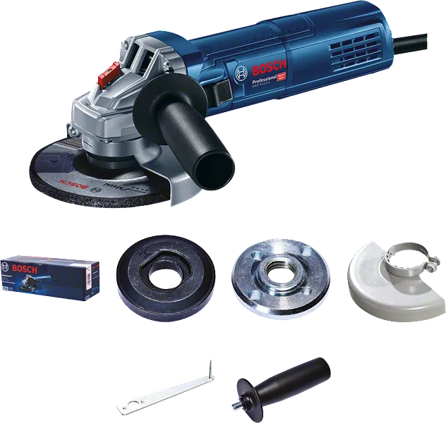 משחזת זווית Bosch GWS9-115S עם סט אביזרים.