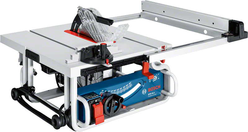מסור שולחני Bosch GTS 10 J עם שיפוע מתכוונן.